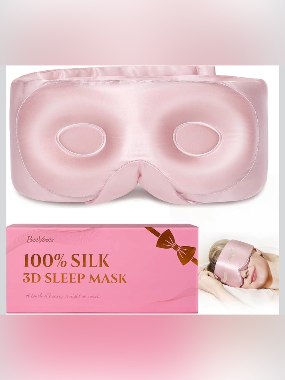 100% Silk 3D Sleep Mask - Pink